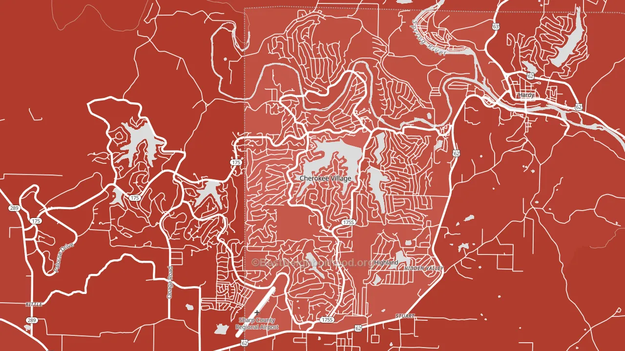 Cherokee Village, AR block-group political-lean map