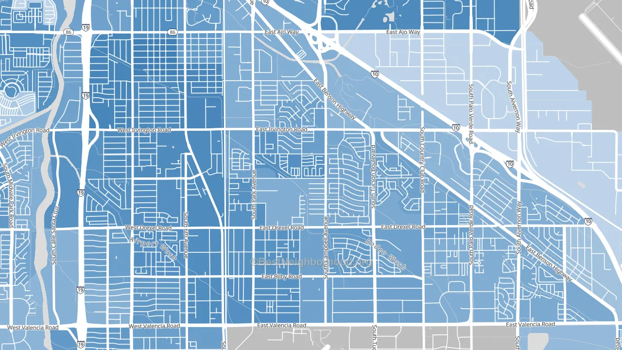 Cherry Avenue, Tucson, AZ block-group political-lean map