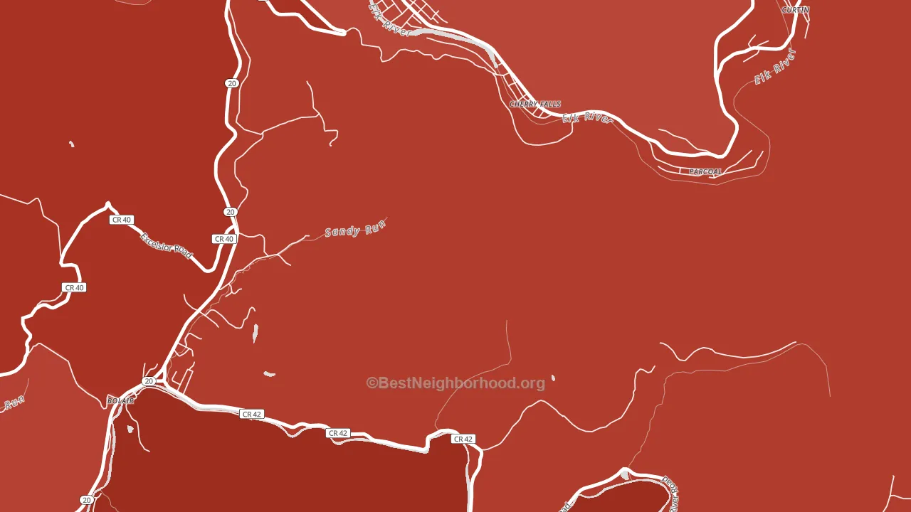 Cherry Falls, WV block-group political-lean map