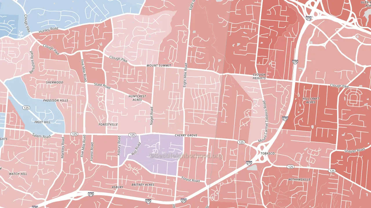 Cherry Grove, Cincinnati, OH block-group political-lean map