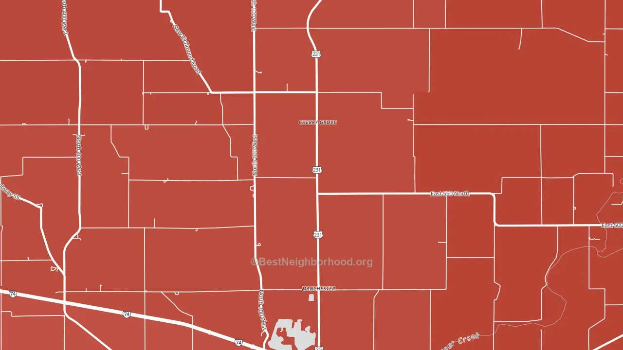 Cherry Grove, IN block-group political-lean map