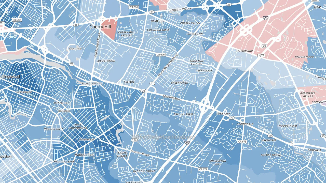 Cherry Hill, NJ block-group political-lean map