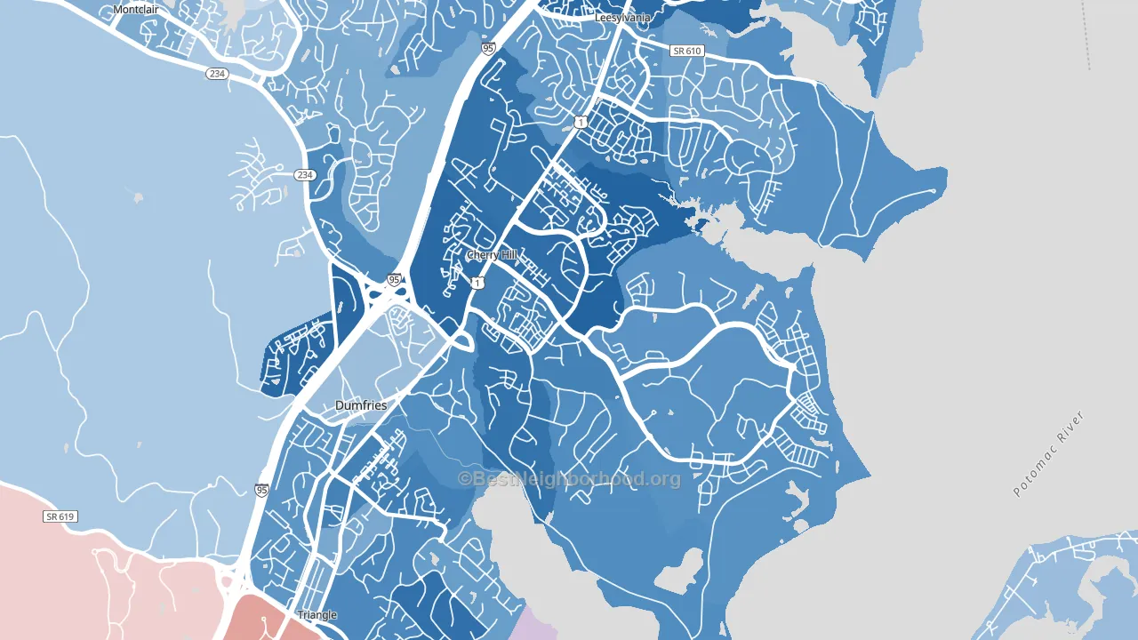 Cherry Hill, VA block-group political-lean map