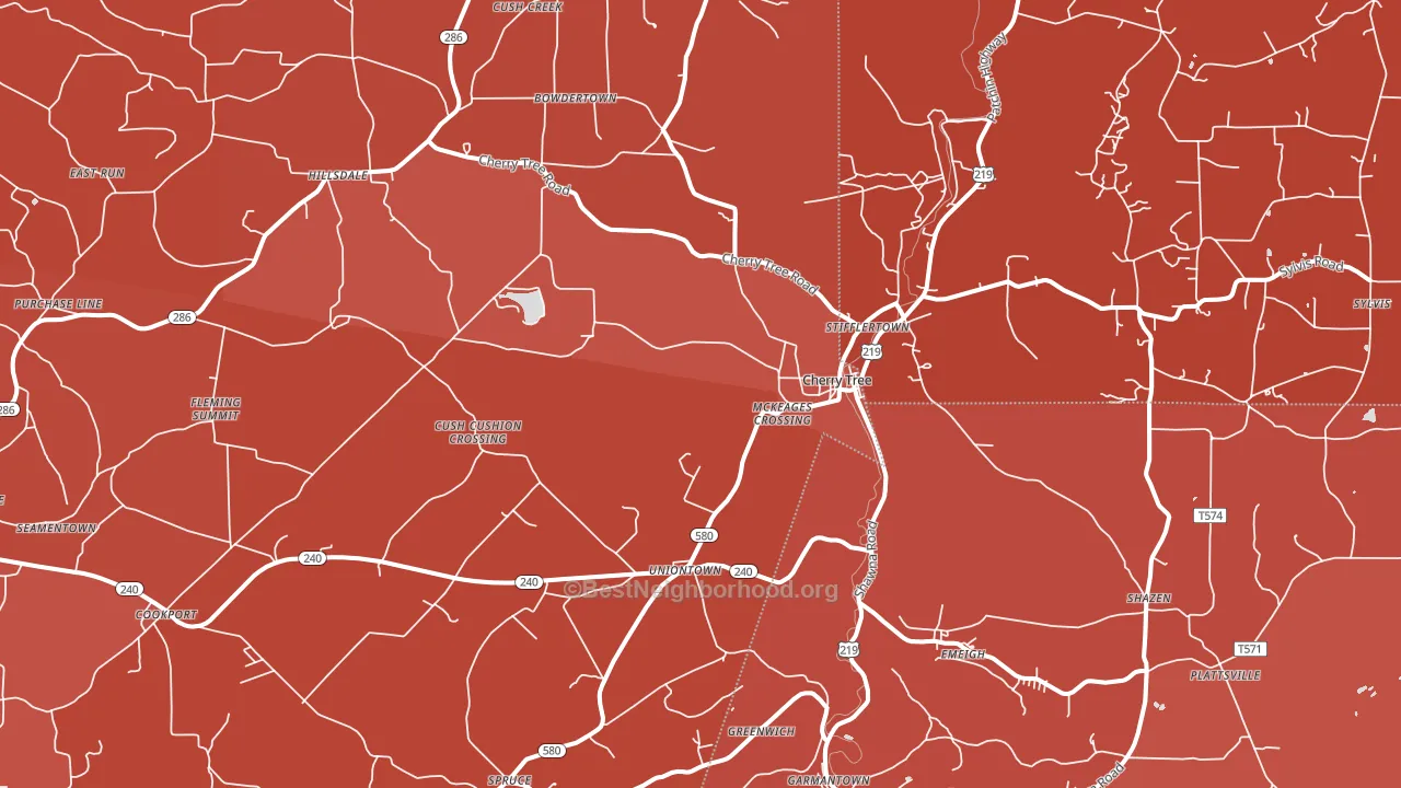 Cherry Tree, PA block-group political-lean map