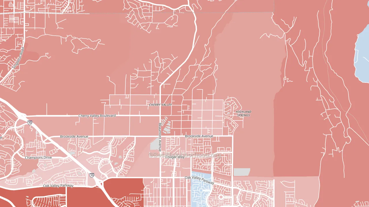 Cherry Valley, CA block-group political-lean map