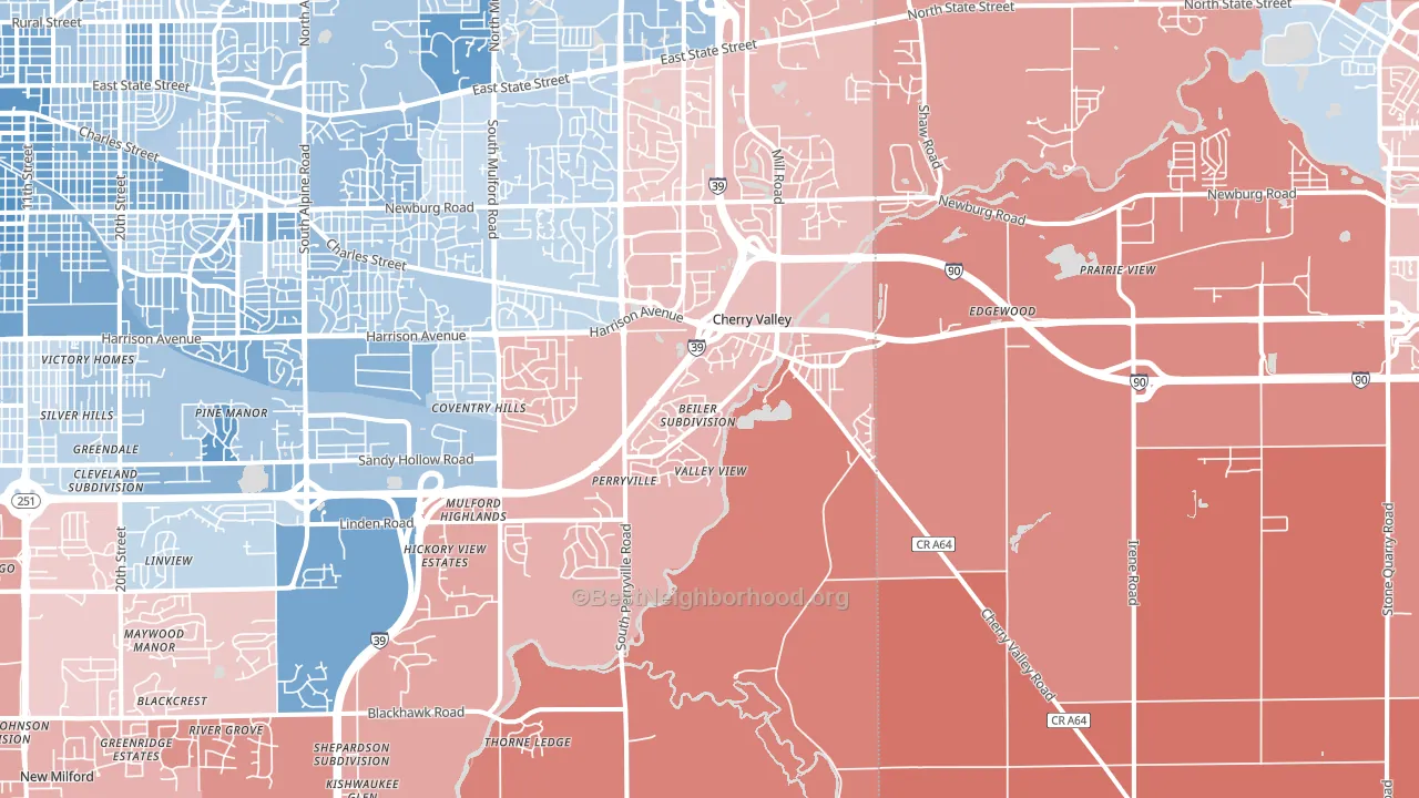 Cherry Valley, IL block-group political-lean map
