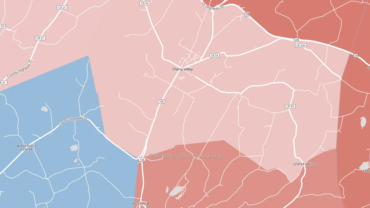 Cherry Valley, NY block-group political-lean map