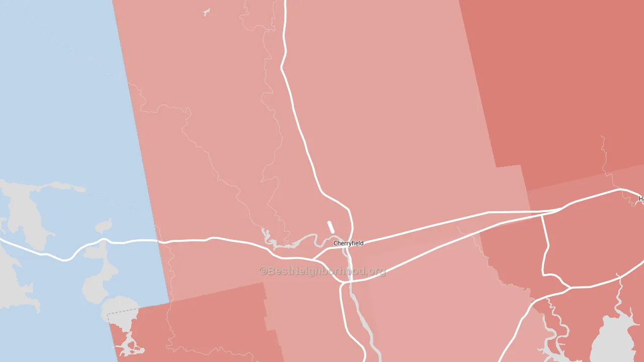 Cherryfield, ME block-group political-lean map