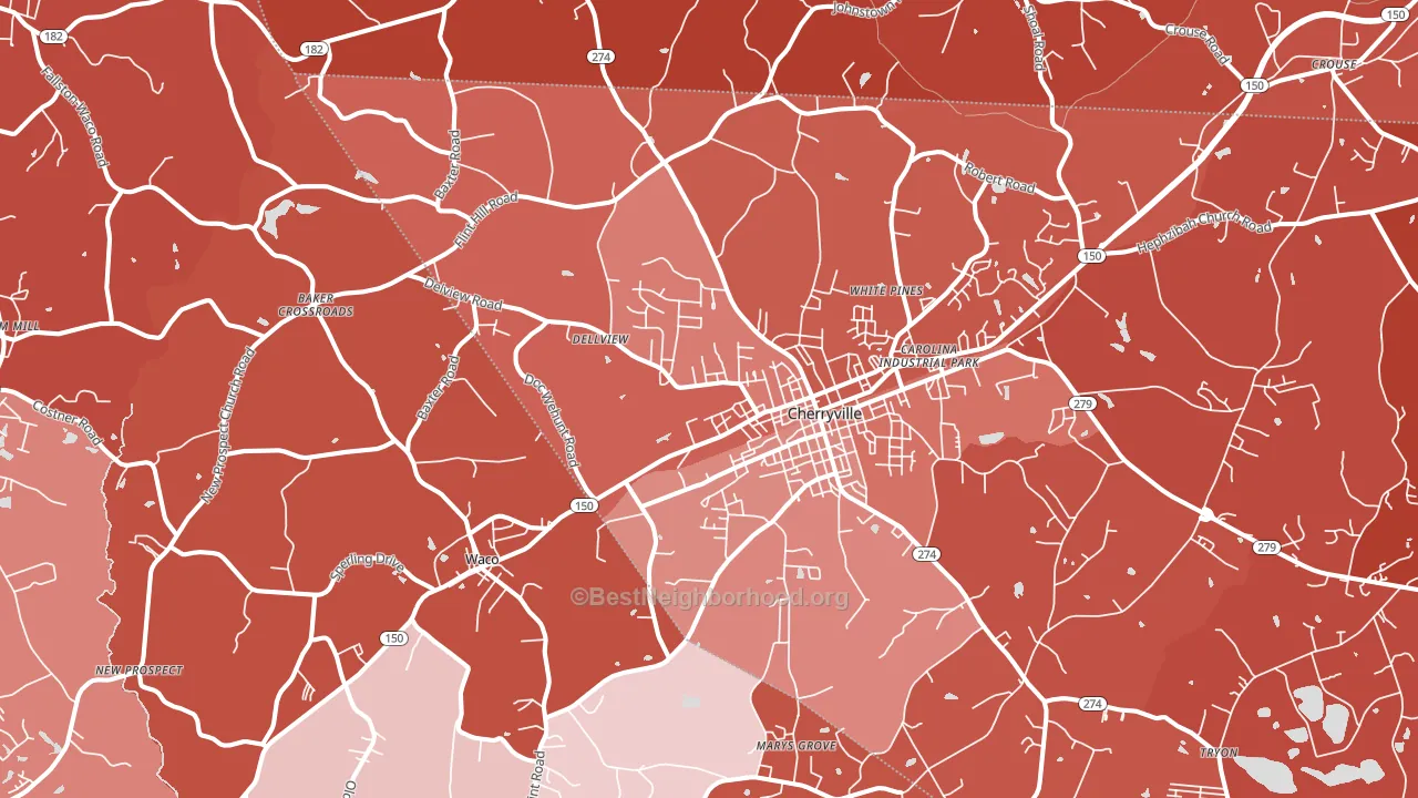 Cherryville, NC block-group political-lean map