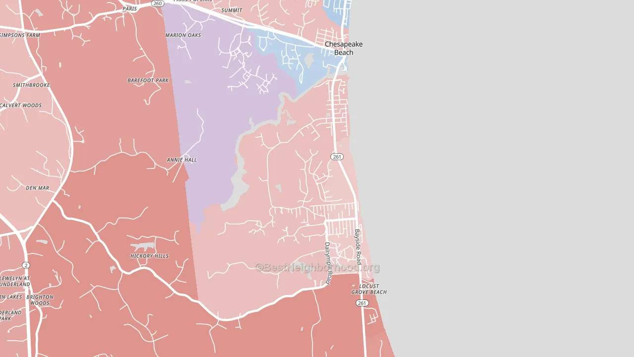 Chesapeake Beach, MD block-group political-lean map