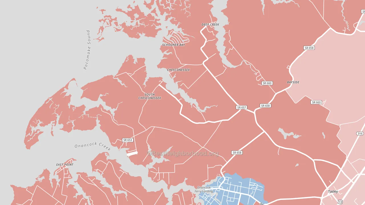 Chesconessex, VA block-group political-lean map
