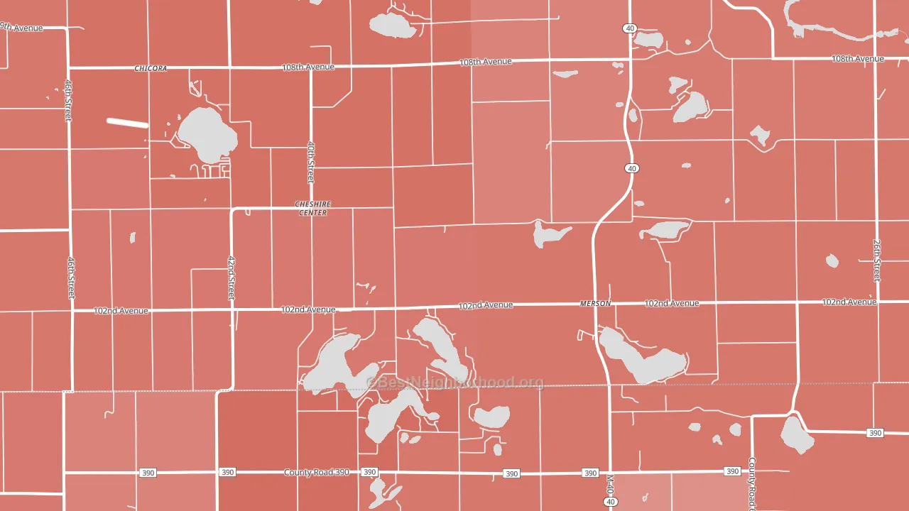 Cheshire Center, MI block-group political-lean map