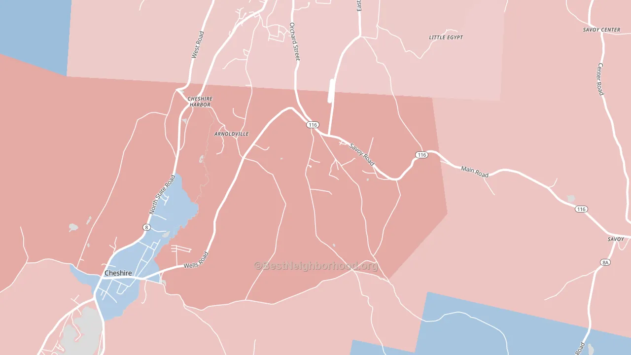 Cheshire Harbor, MA block-group political-lean map