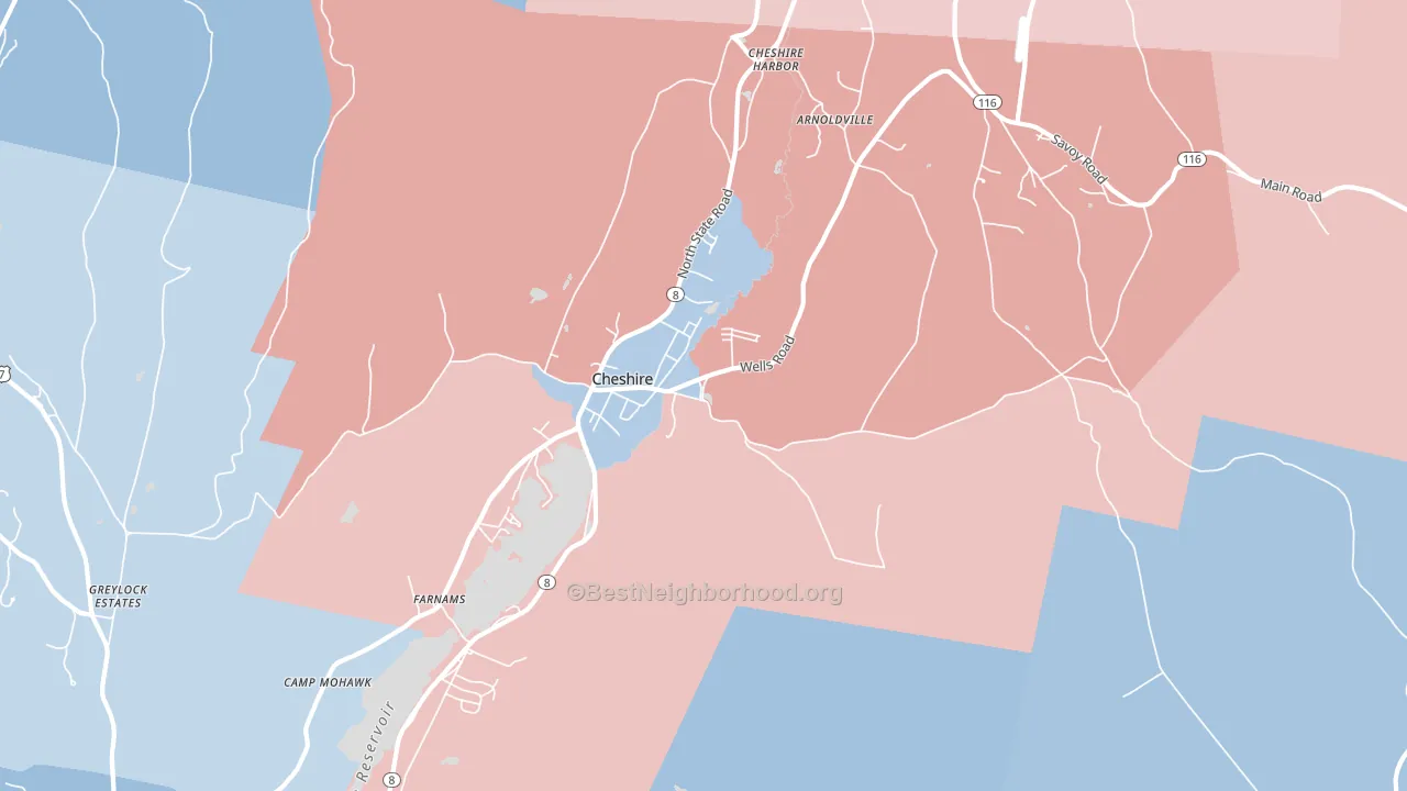 Cheshire, MA block-group political-lean map
