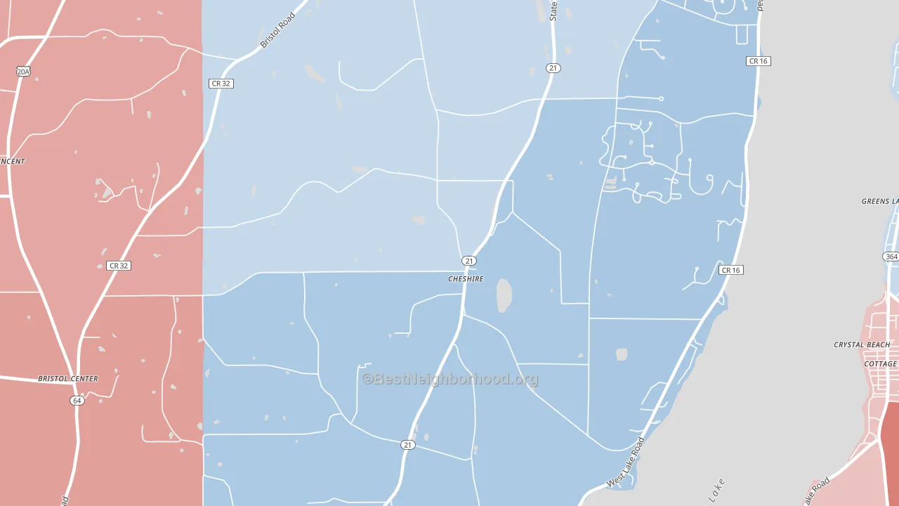Cheshire, NY block-group political-lean map