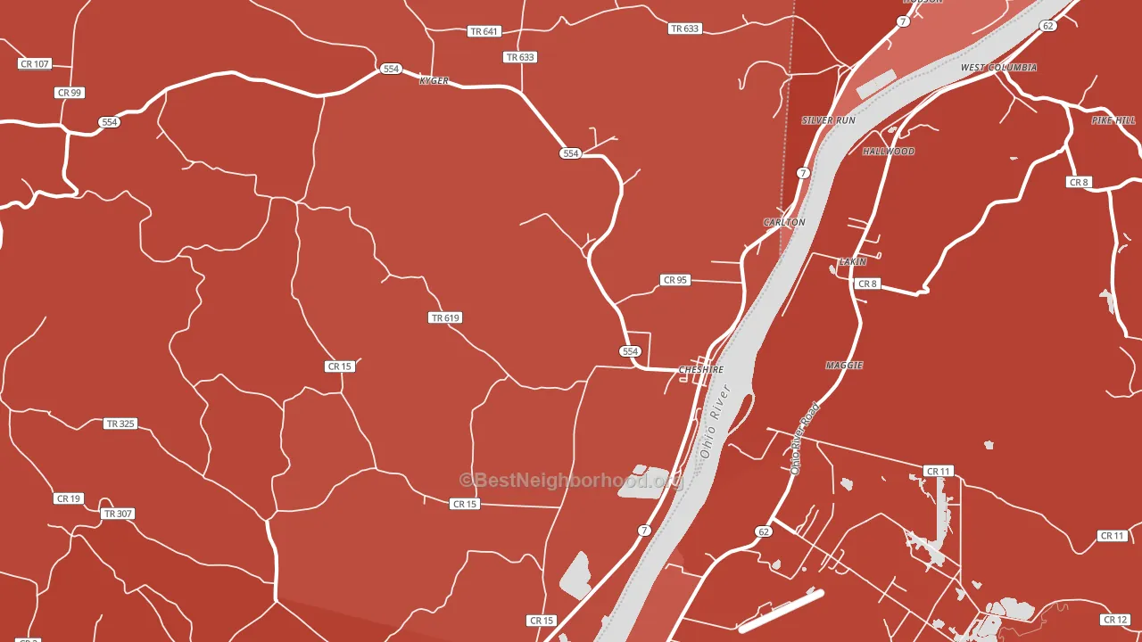 Cheshire, OH block-group political-lean map