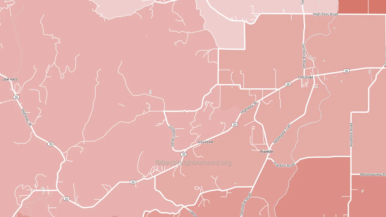Cheshire, OR block-group political-lean map