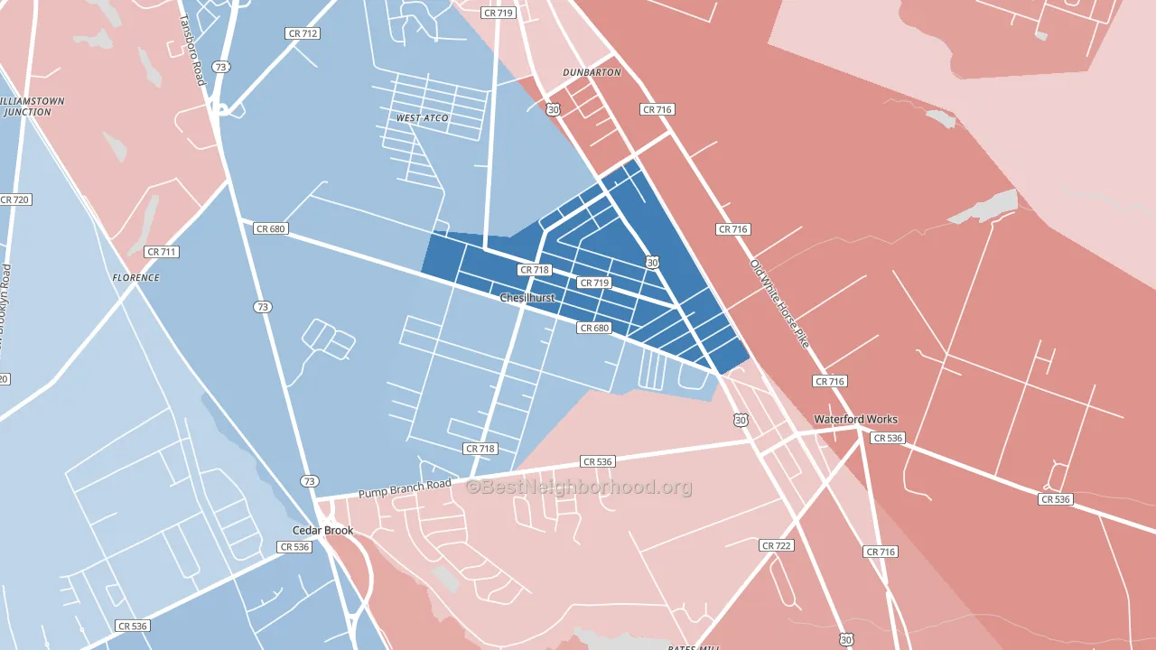 Chesilhurst, NJ block-group political-lean map