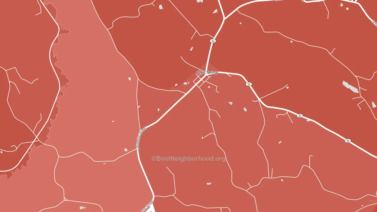 Chest Springs, PA block-group political-lean map
