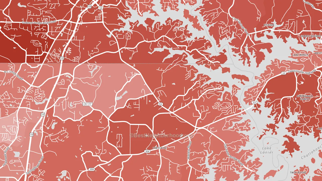 Chestatee, GA block-group political-lean map