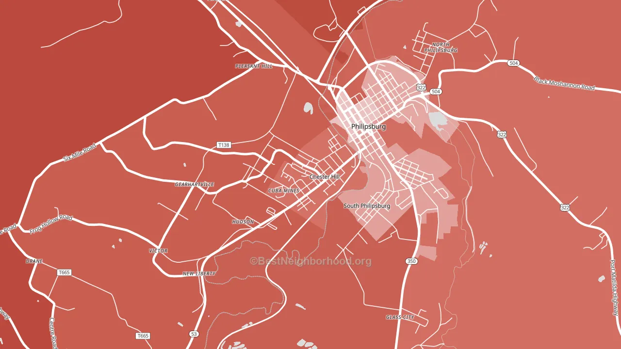 Chester Hill, PA block-group political-lean map
