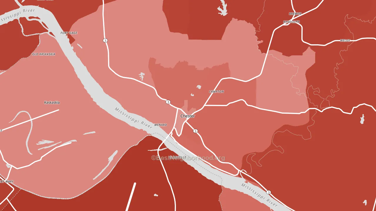 Chester, IL block-group political-lean map