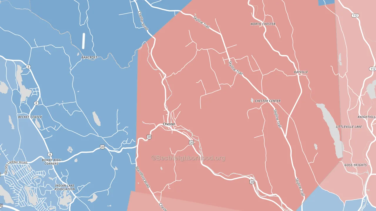 Chester, MA block-group political-lean map