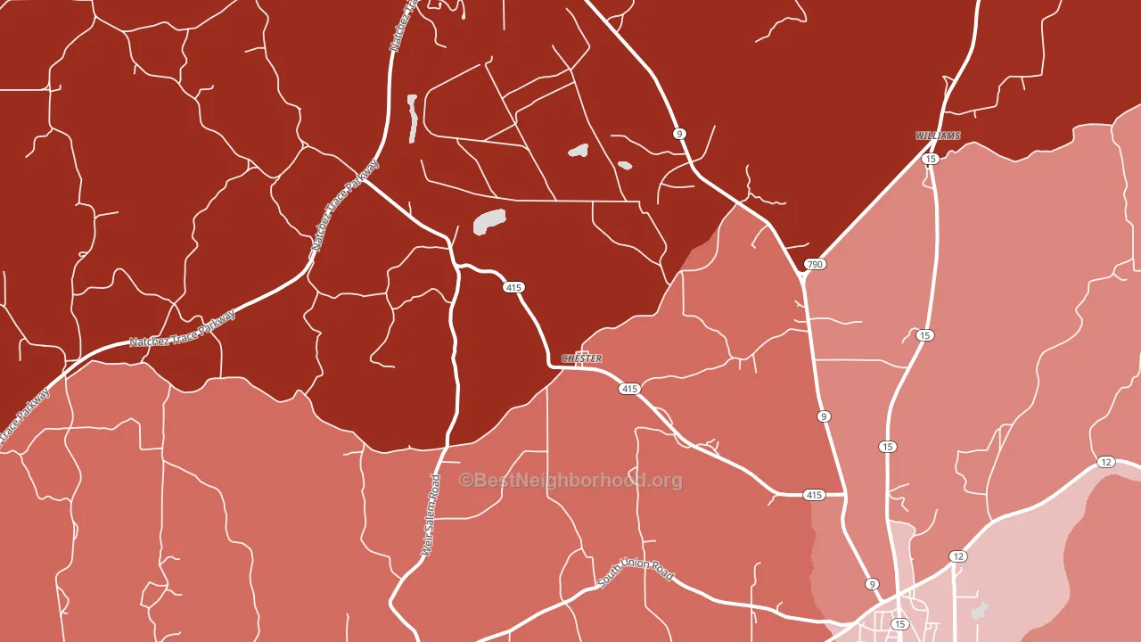 Chester, MS block-group political-lean map