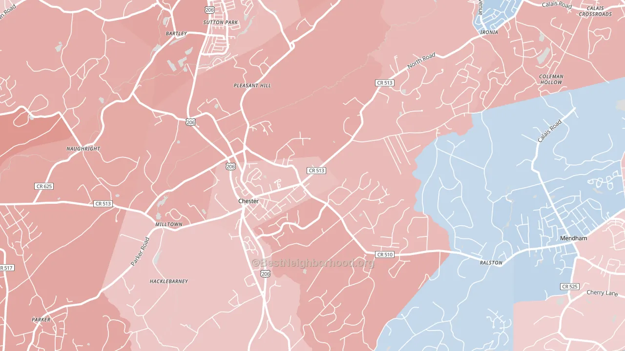 Chester, NJ block-group political-lean map