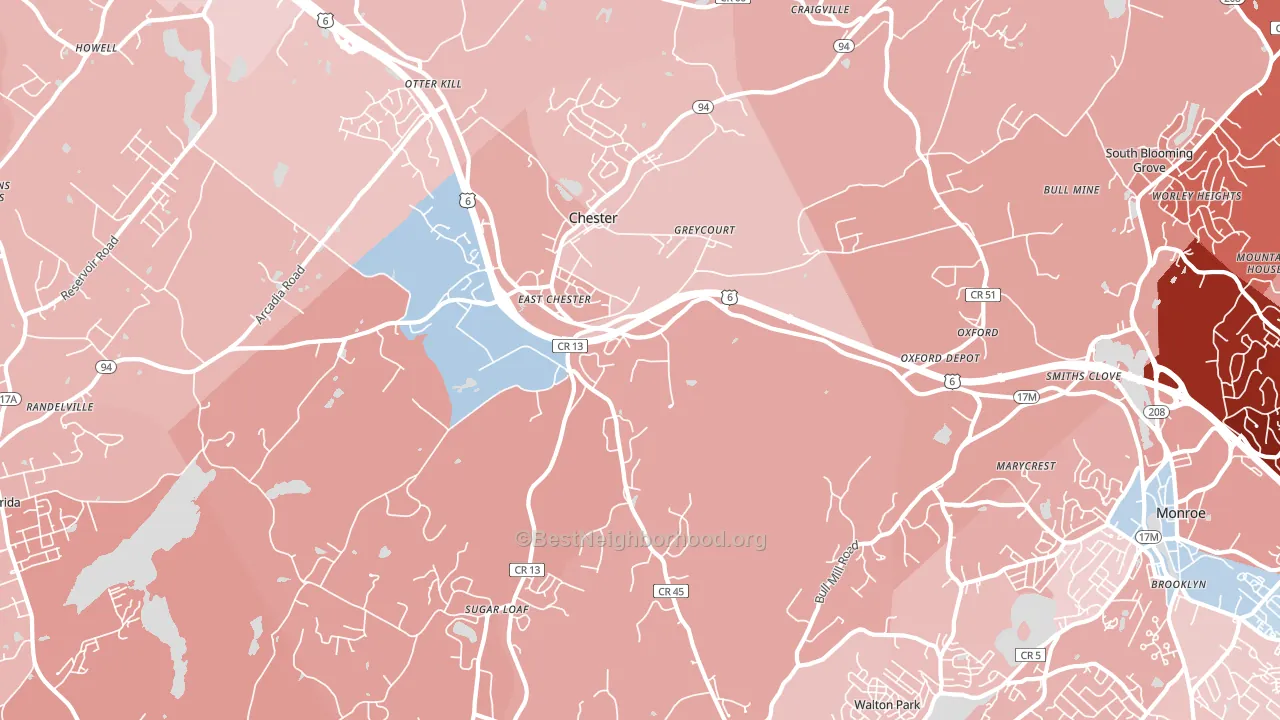 Chester, NY block-group political-lean map