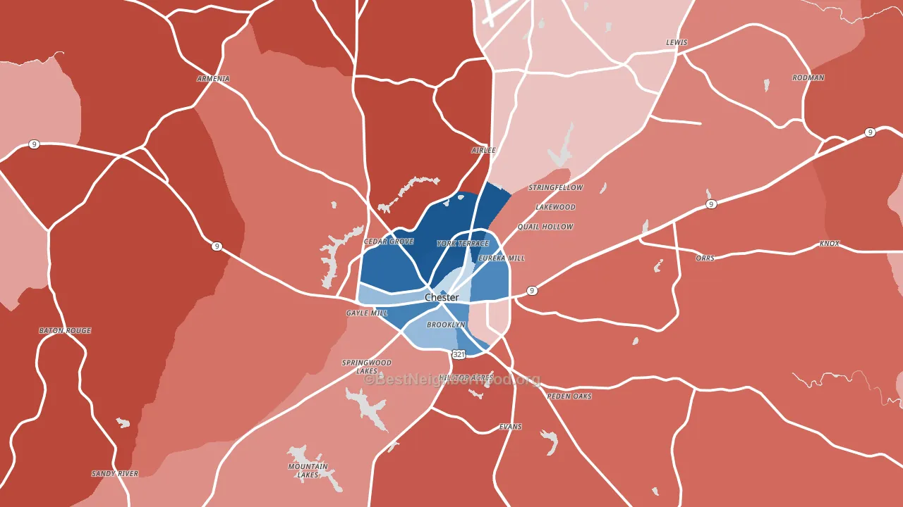 Chester, SC block-group political-lean map