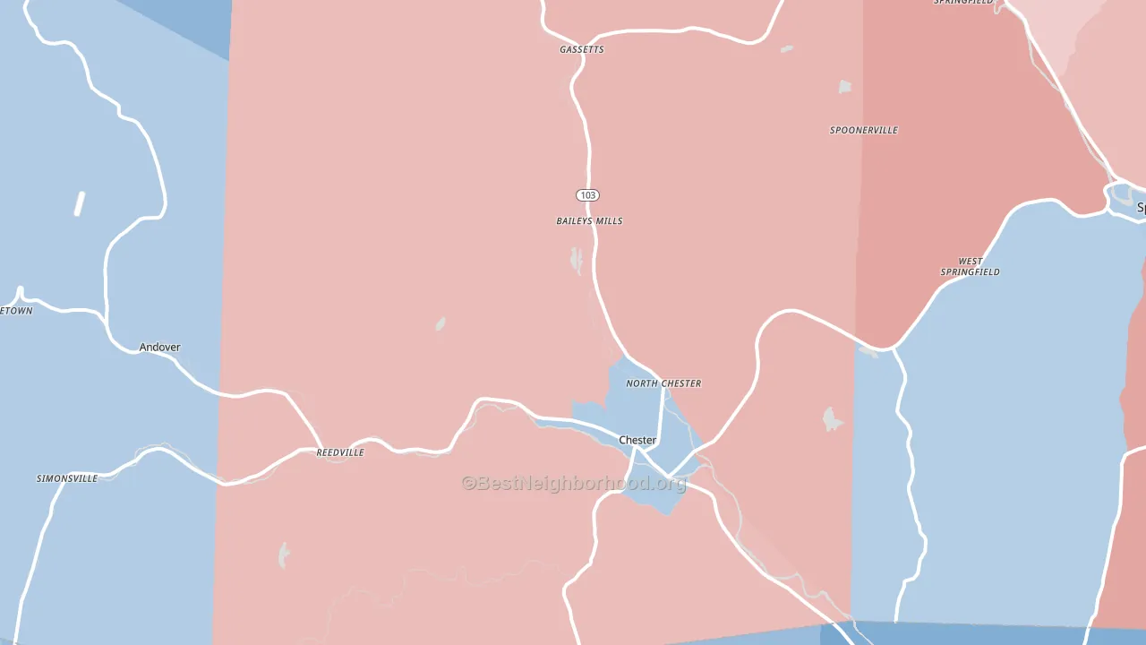 Chester, VT block-group political-lean map