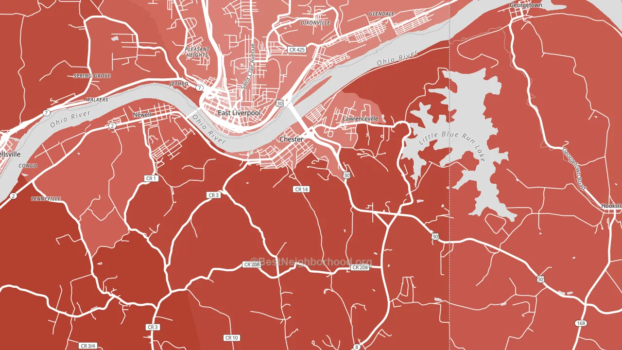Chester, WV block-group political-lean map