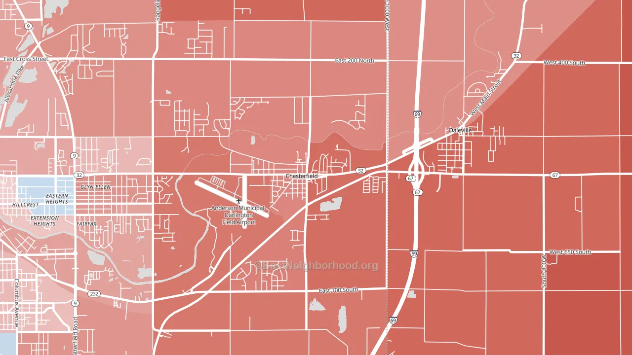 Chesterfield, IN block-group political-lean map