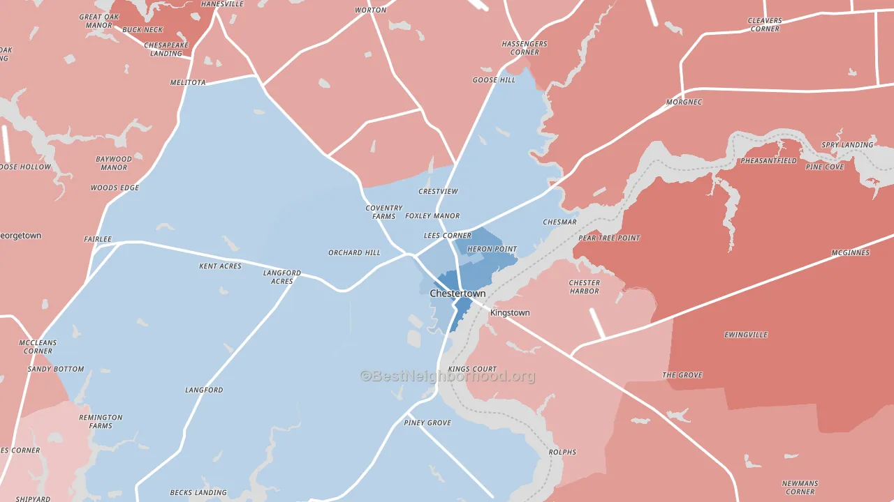 Chestertown, MD block-group political-lean map