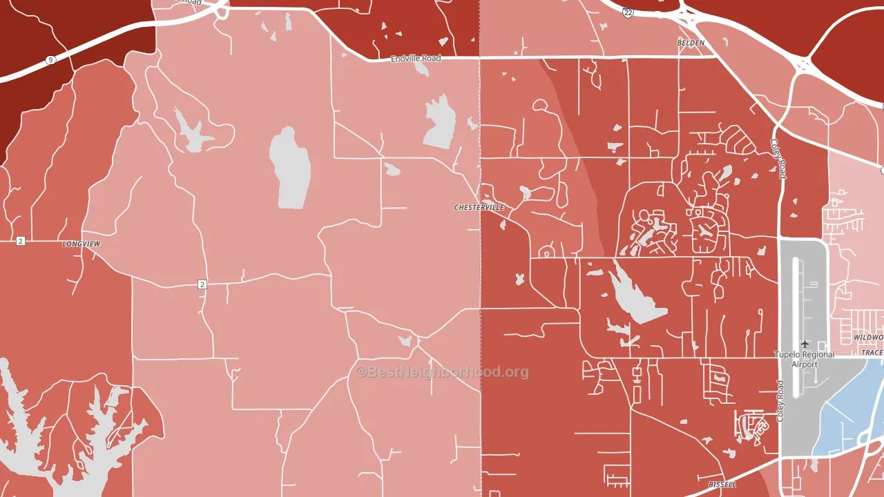 Chesterville, MS block-group political-lean map