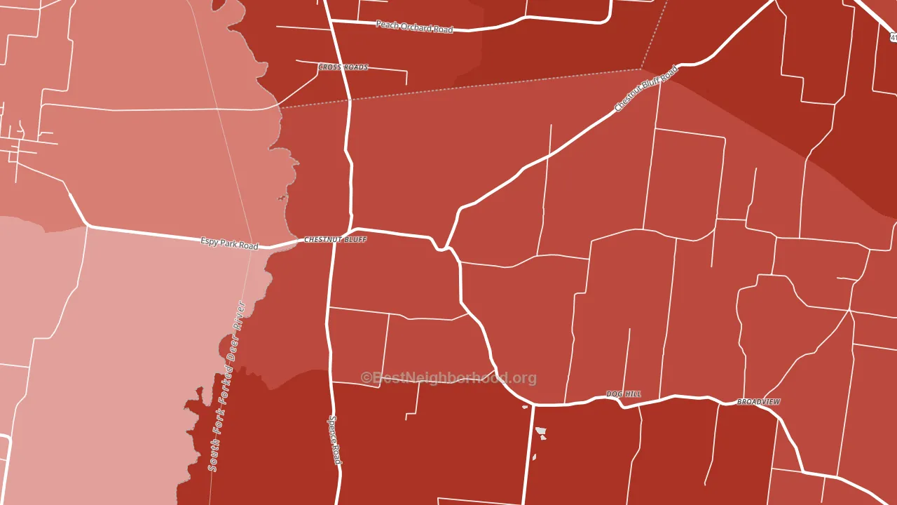 Chestnut Bluff, TN block-group political-lean map