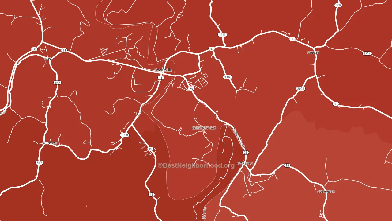 Chestnut Gap, KY block-group political-lean map