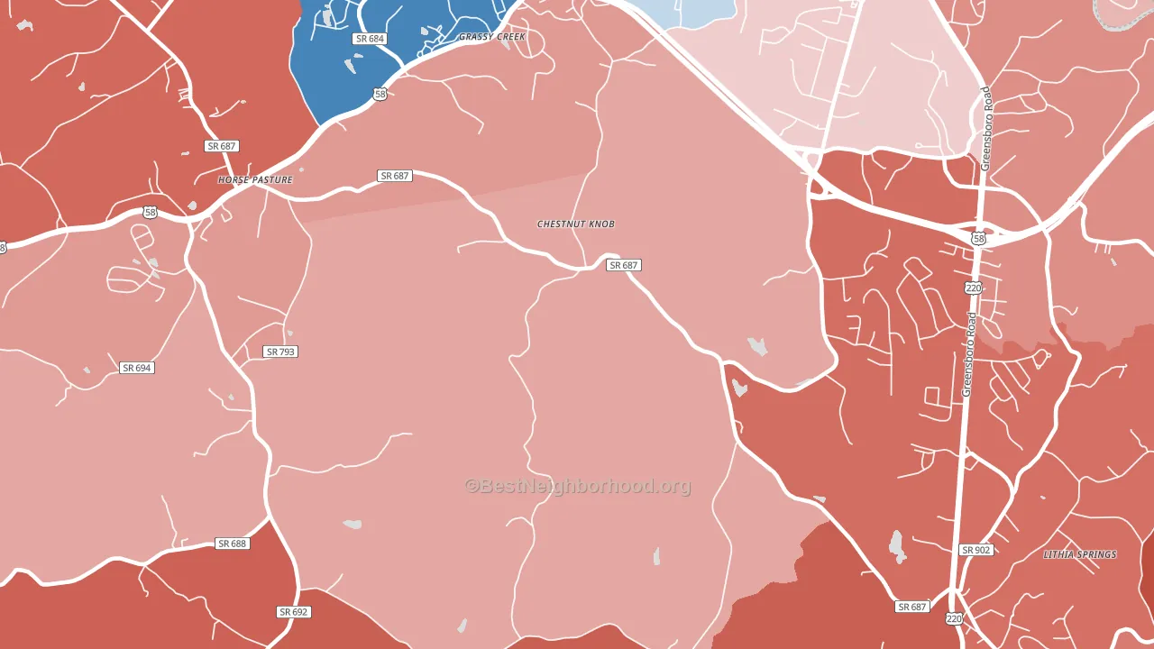 Chestnut Knob, VA block-group political-lean map