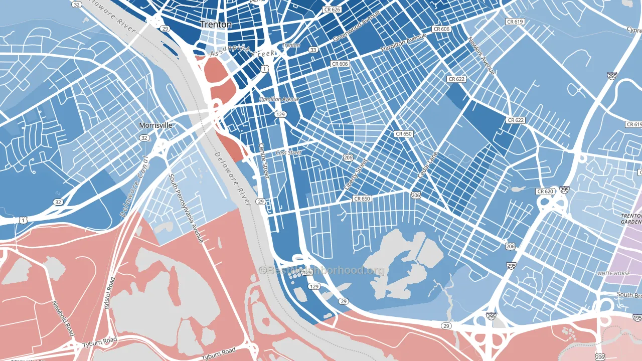 Chestnut Park, Trenton, NJ block-group political-lean map