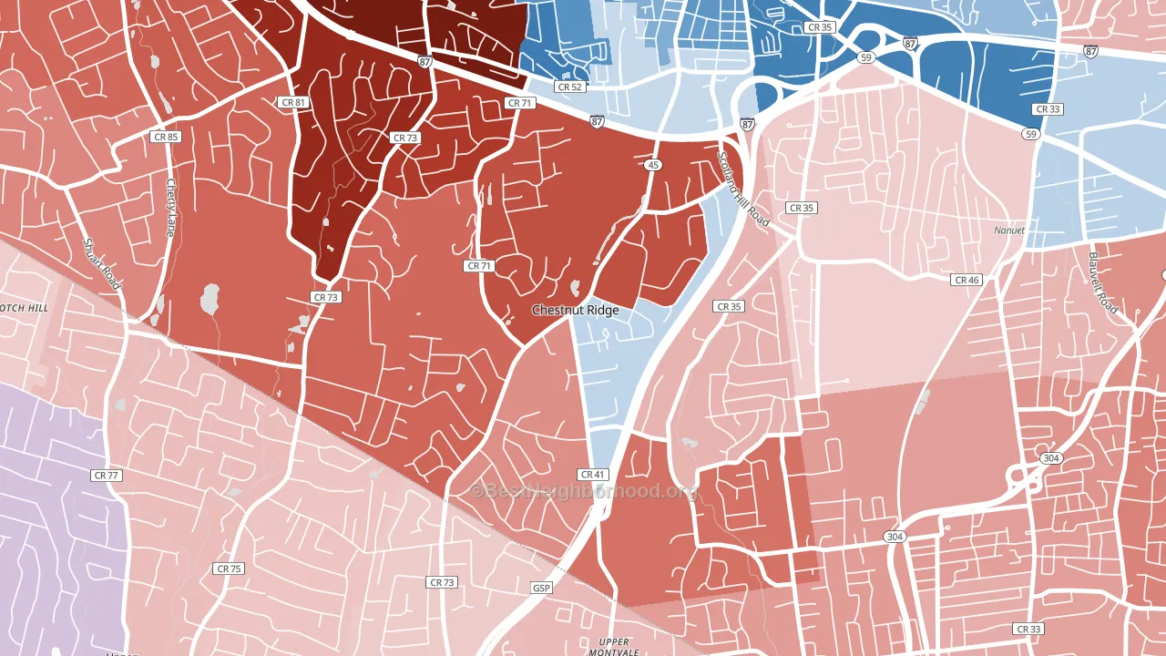 Chestnut Ridge, NY block-group political-lean map