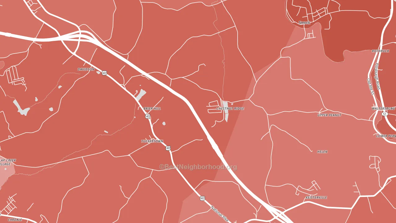 Chestnut Ridge, PA block-group political-lean map