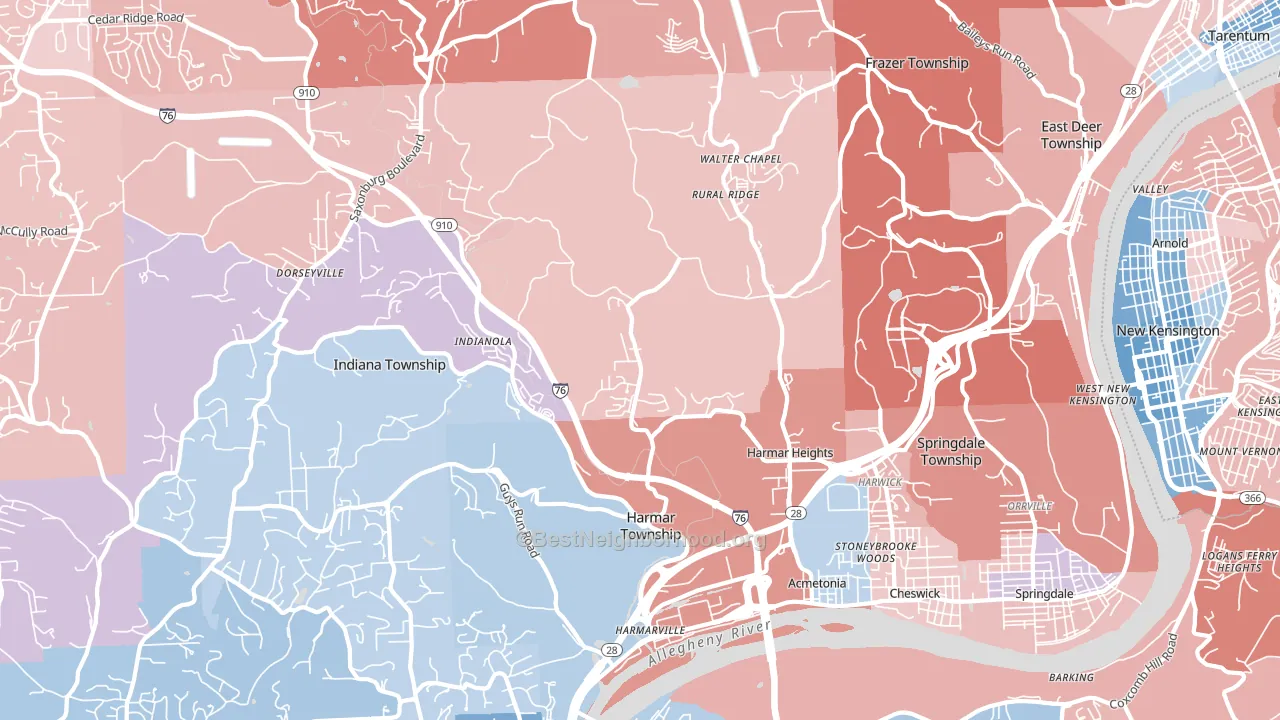 Cheswick, PA block-group political-lean map