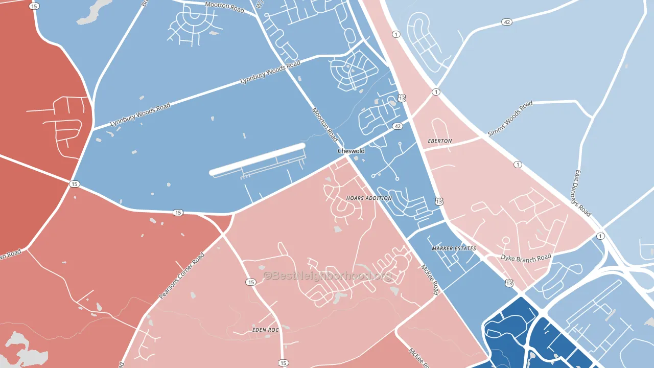 Cheswold, DE block-group political-lean map
