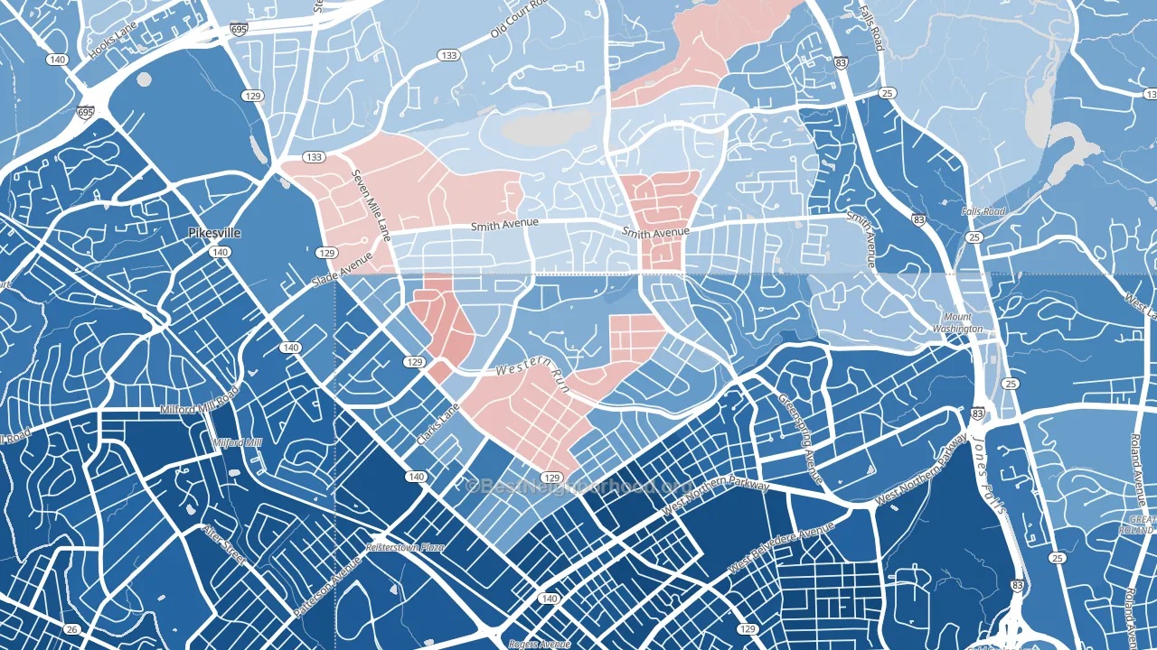 Cheswolde, Baltimore, MD block-group political-lean map