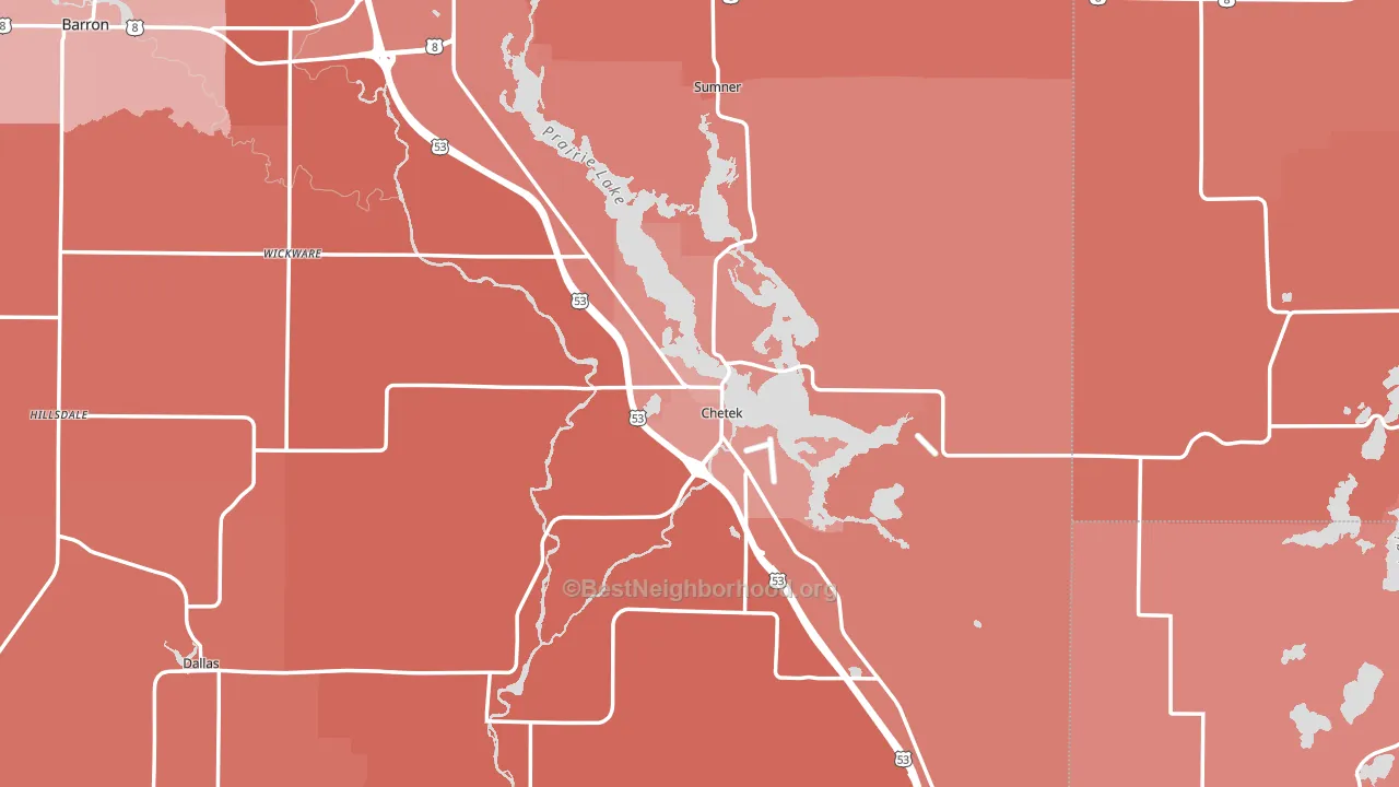 Chetek, WI block-group political-lean map