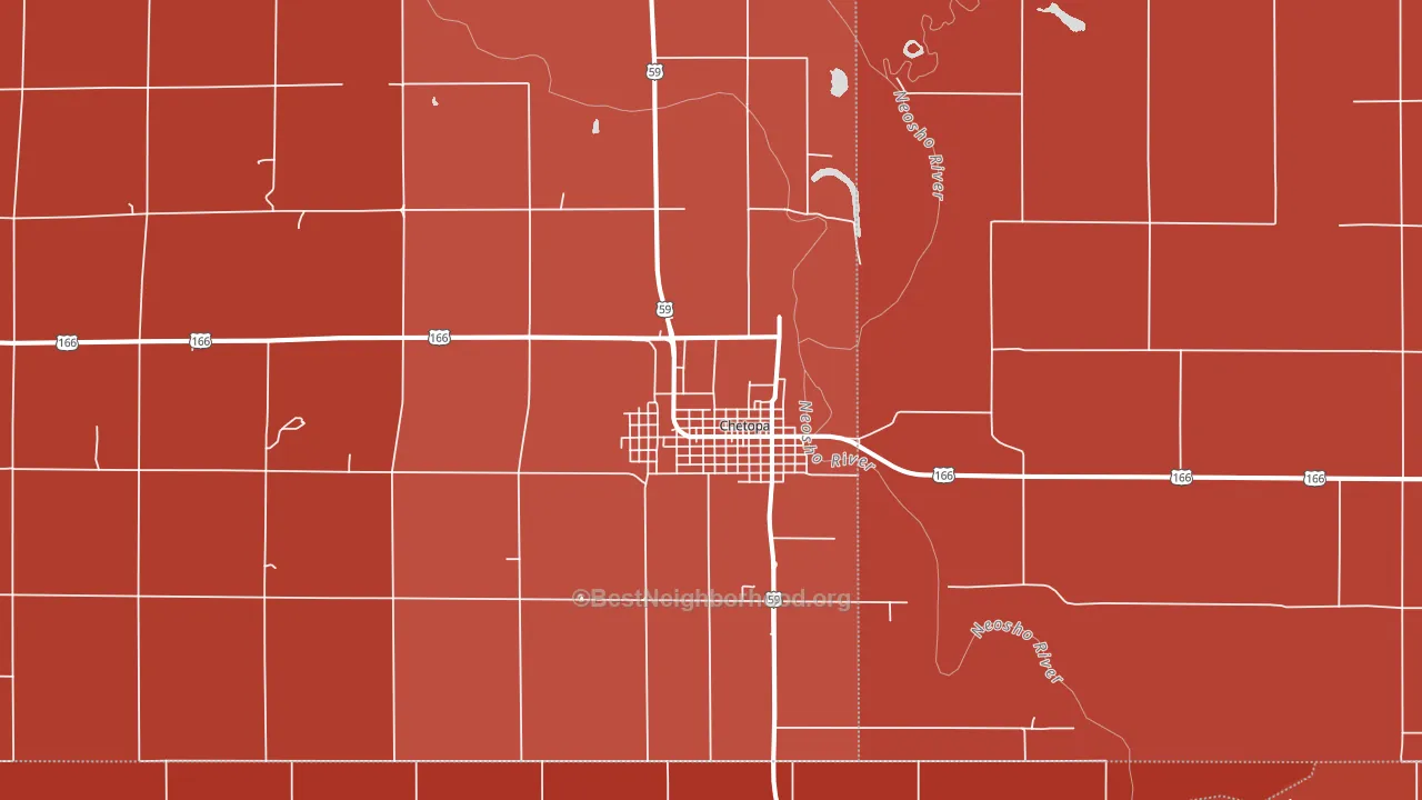Chetopa, KS block-group political-lean map