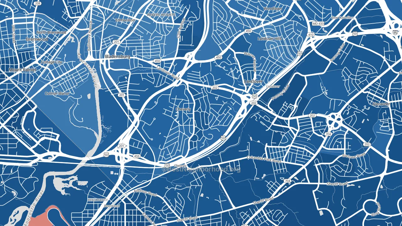 Cheverly, MD block-group political-lean map