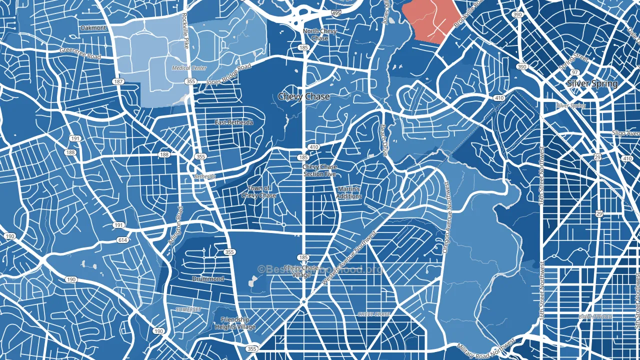 Chevy Chase Section Five, MD block-group political-lean map