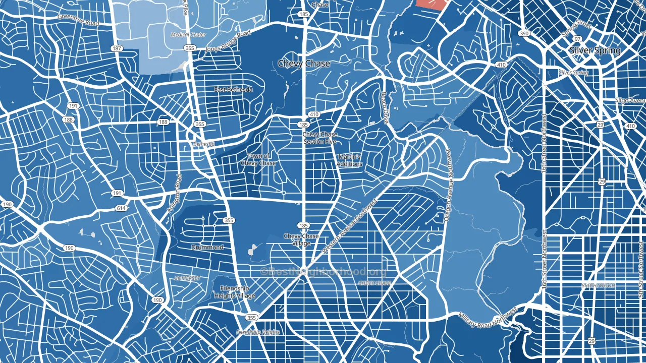 Chevy Chase Section Three, MD block-group political-lean map